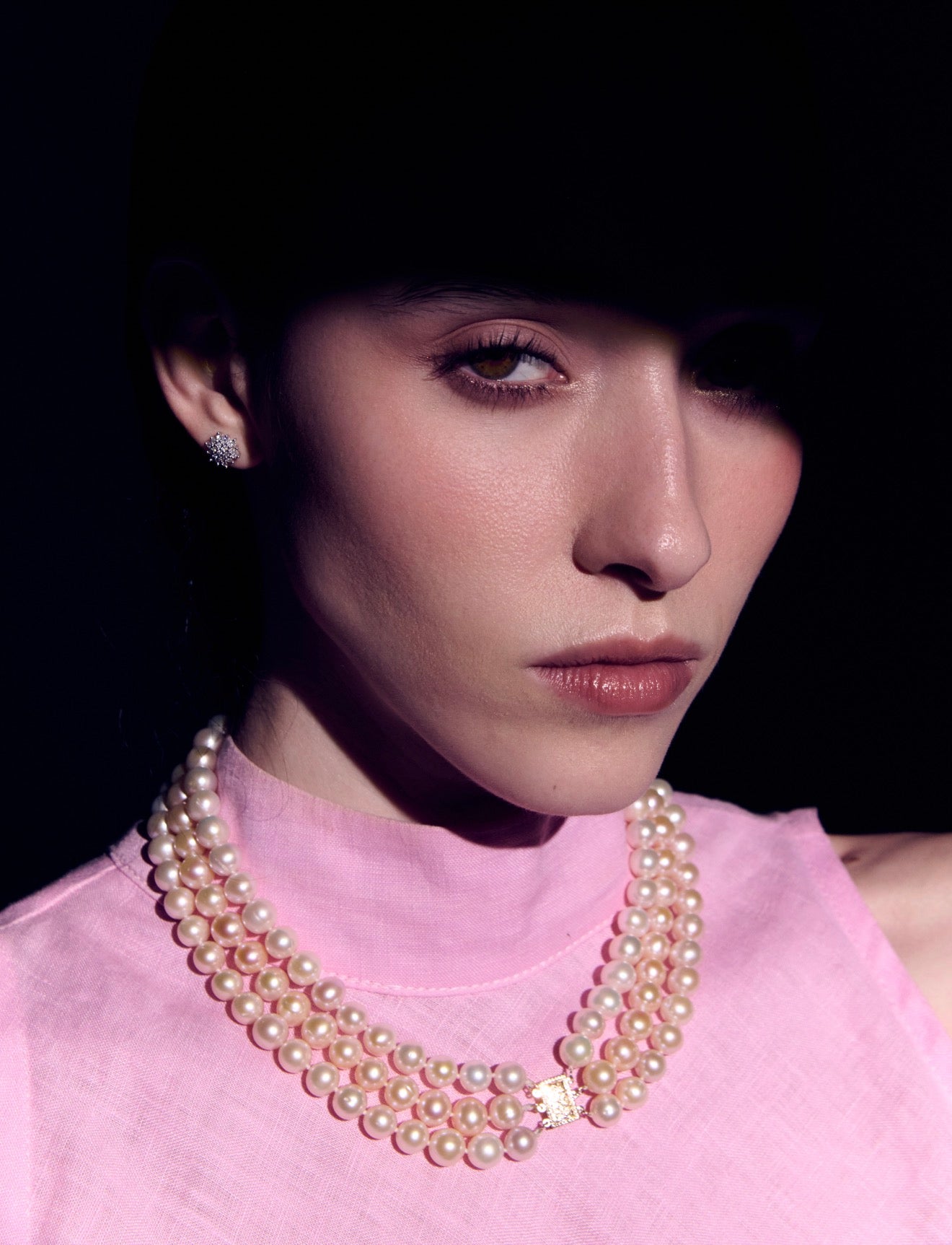 Collar de Perlas Crema Rosa