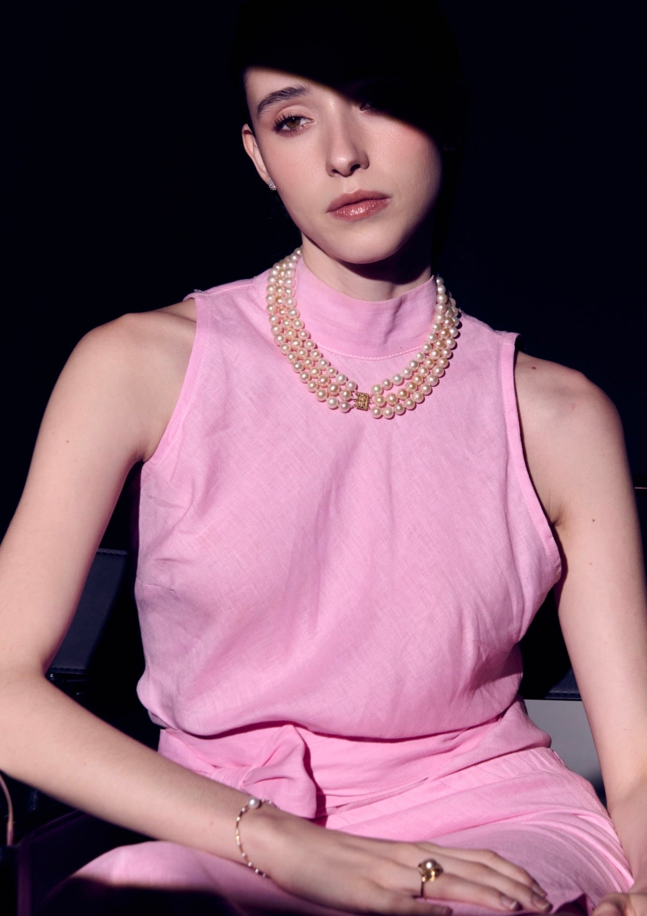 Collar de Perlas Crema Rosa