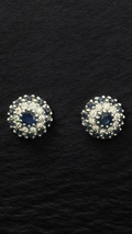 Aretes oro diamantes y zafiros
