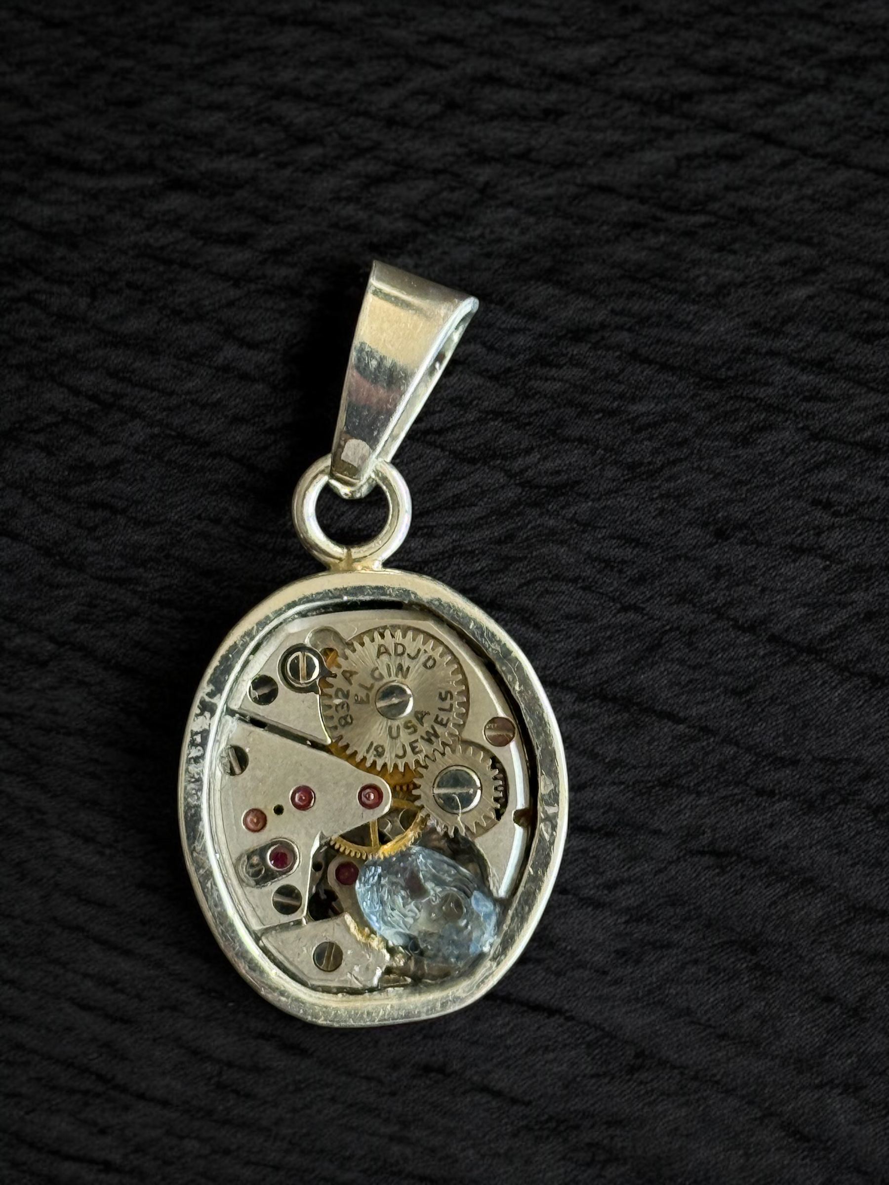 Dije reloj Aguamarina facetada