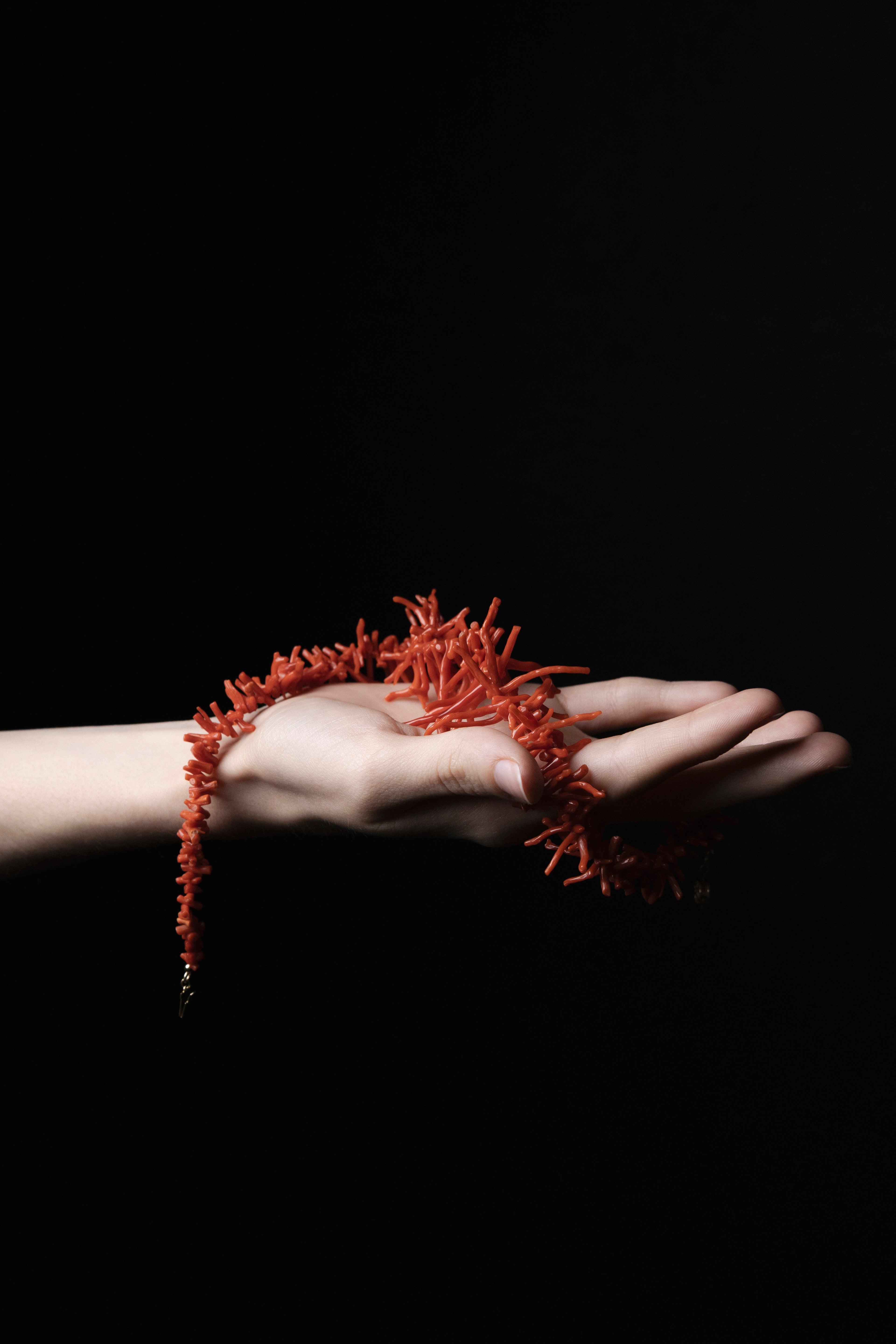 Collar de coral broche oro