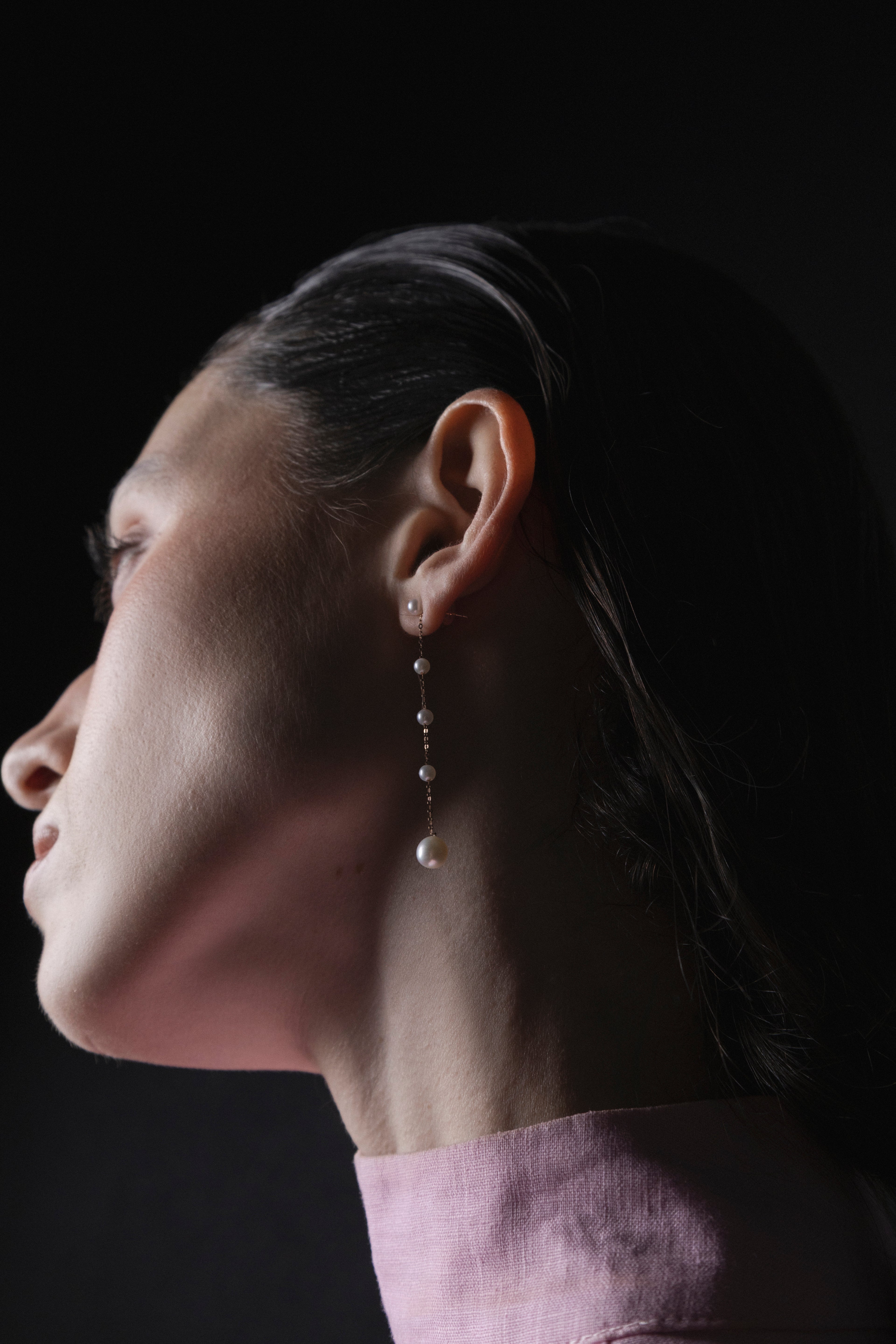 Aretes perlas en oro rosa