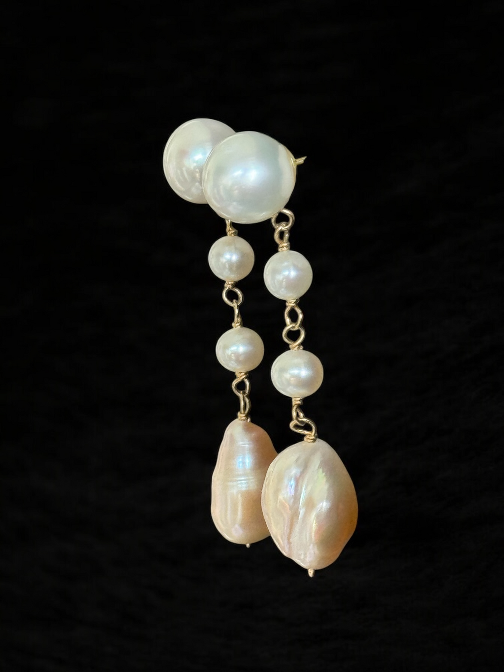 Aretes de oro con perlas