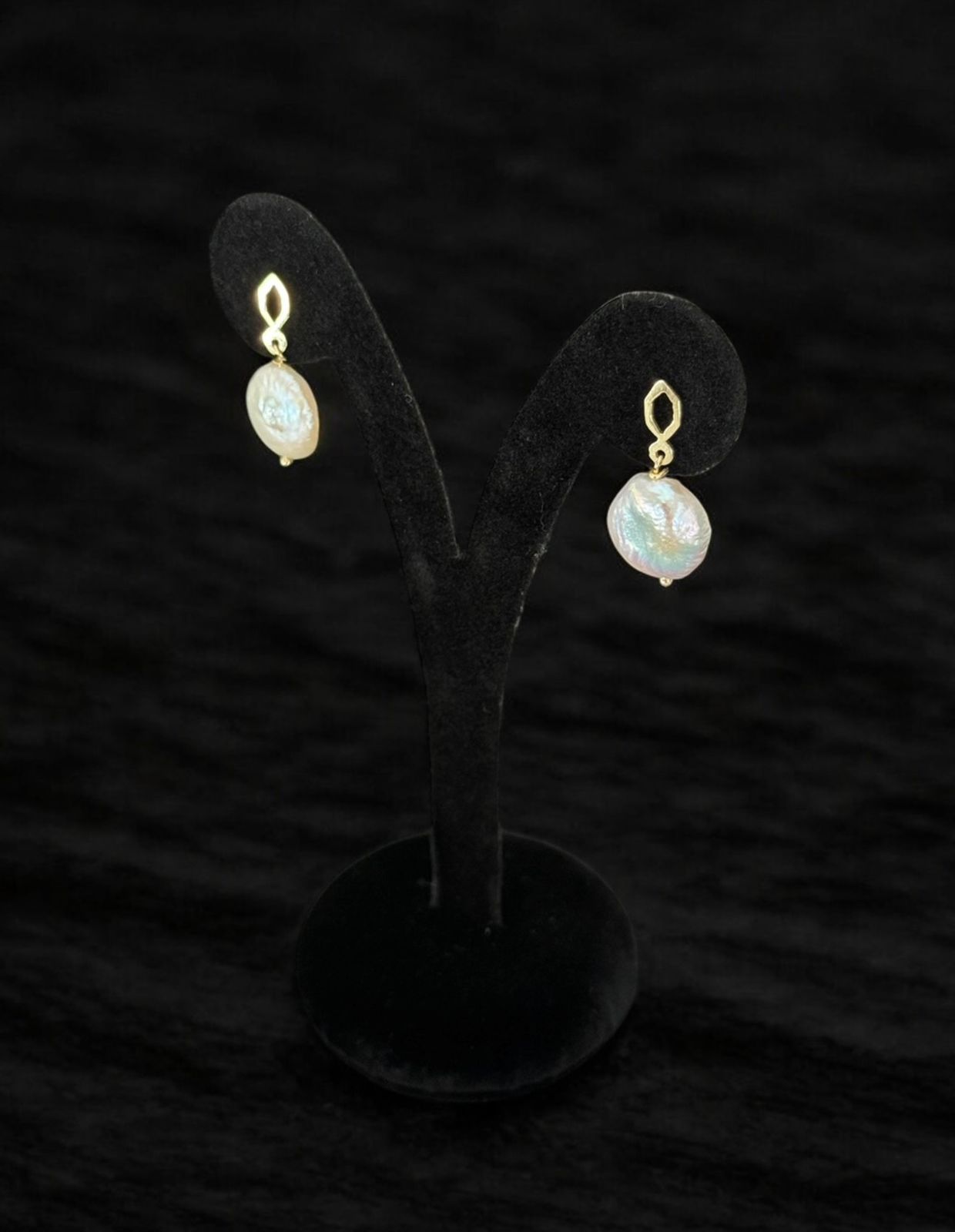 Aretes oro perla coin