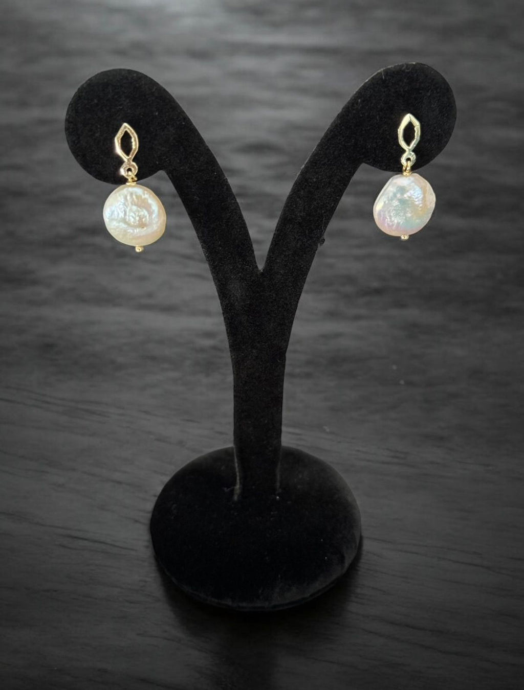 Aretes oro perla coin