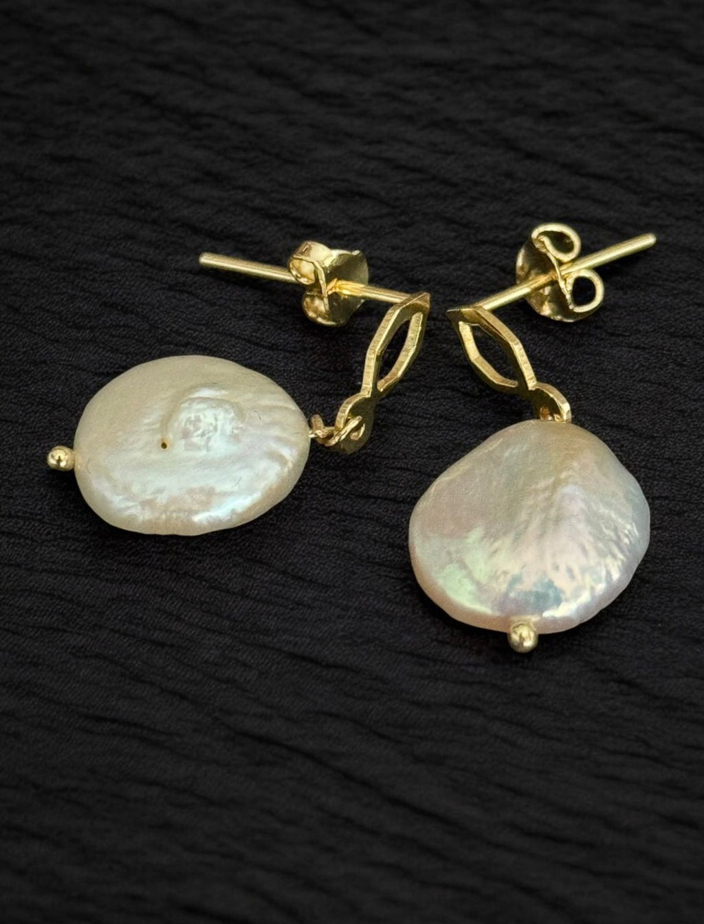 Aretes oro perla coin
