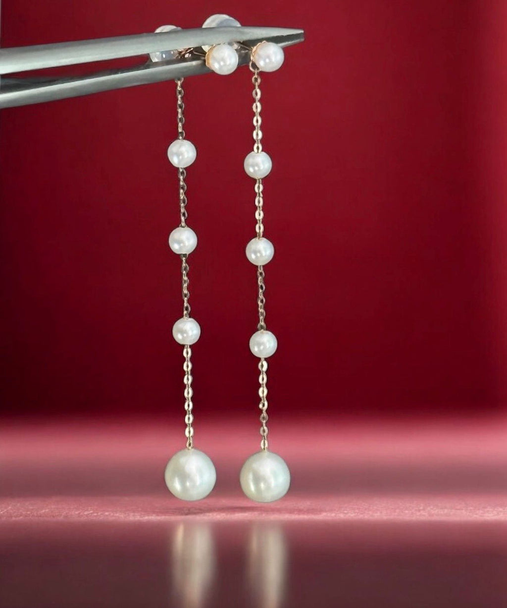 Aretes perlas en oro rosa