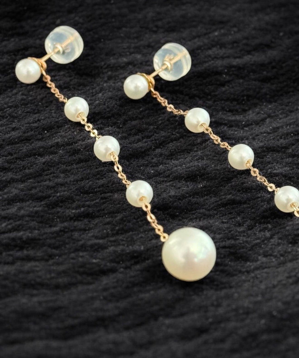 Aretes perlas en oro rosa